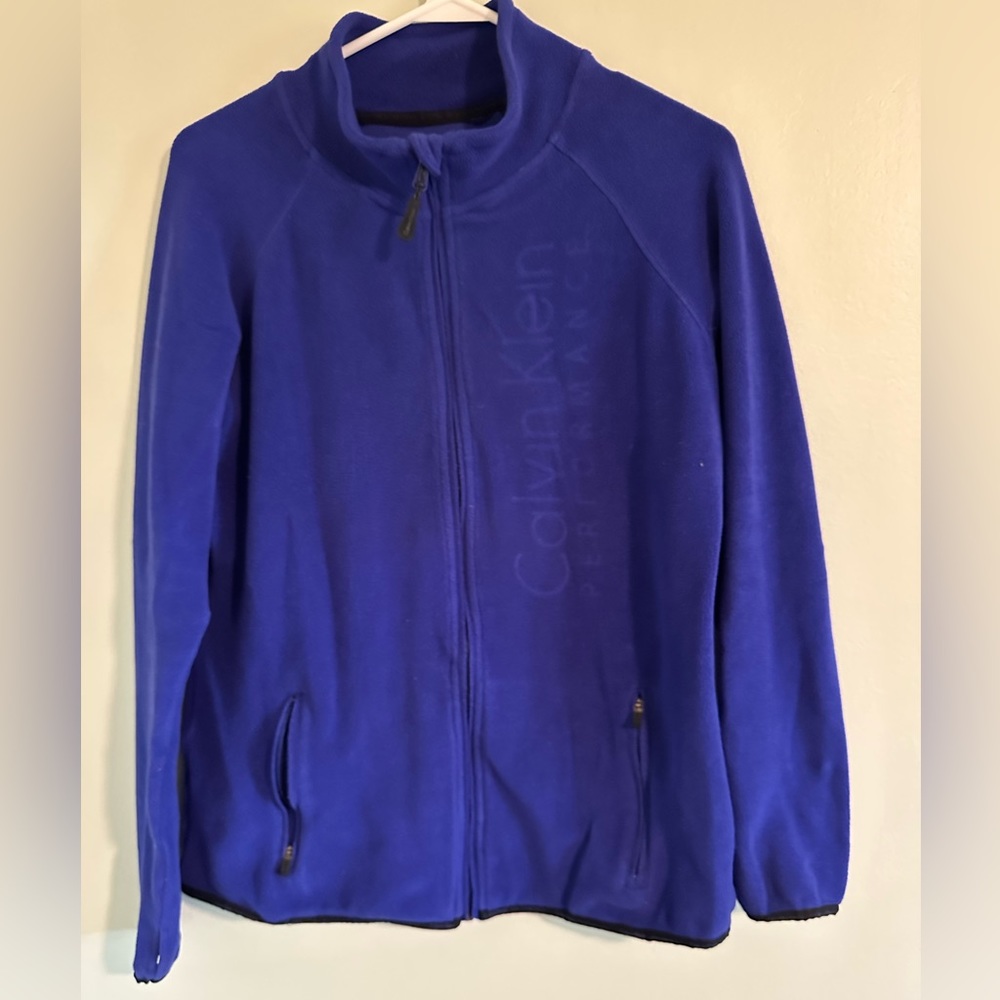 Calvin Klein Performance Womens Fleece Jacket Full Zip Logo Long Sleeve Purple